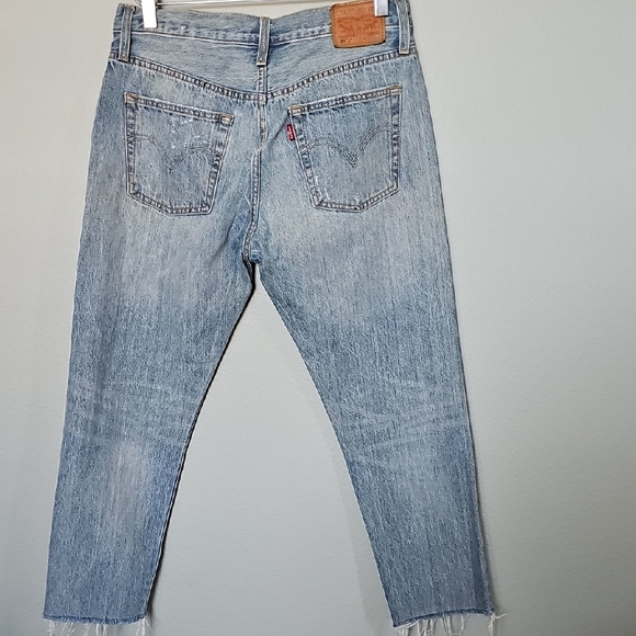 Levis 501 CT Size 27 Destroyed Distressed Indie Grunge Trendy Light Blue Jeans - Picture 10 of 14